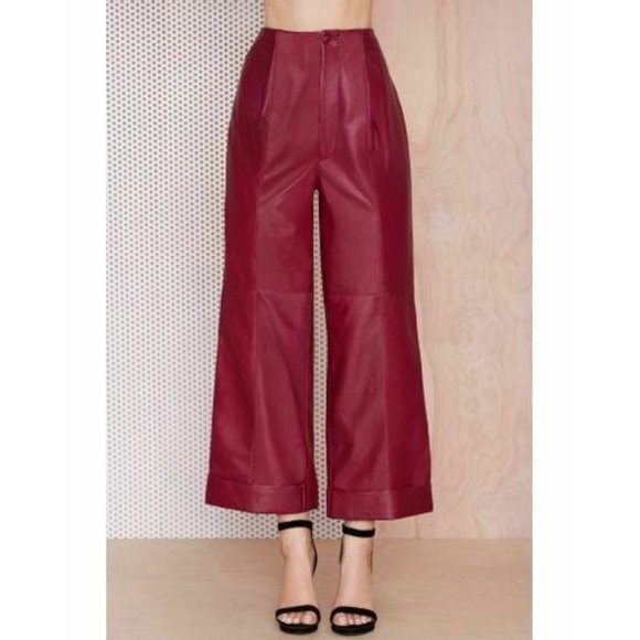 Nasty Gal Pants - M.a.c X Runner High Rise Pleated Leather Pants